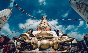 Swyambhunath temple seen in our Kathmandu Bhaktapur tour