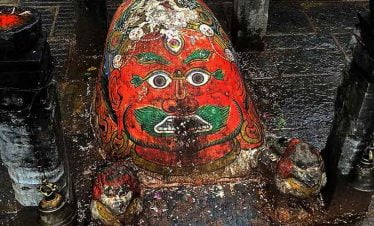 head of kaal bhairab captured on the 1 day Kathmandu Tour point of Basantapur durbar square