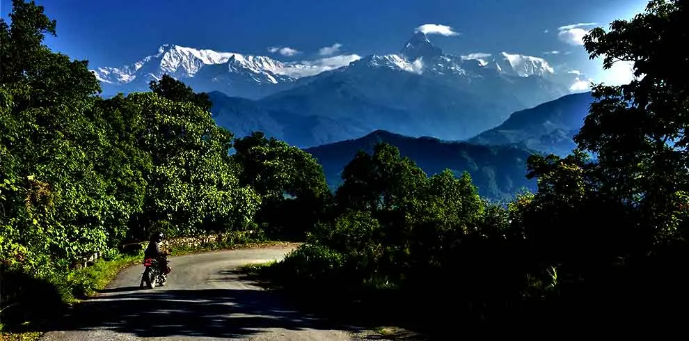 View of Annapurna Himalaya range seen on our way back to pokhara from sarangkot