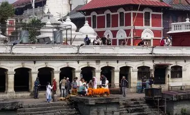 Dead body ready for cremation at Pashupatinath