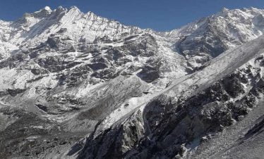 Senery of Ganja la pass trek from the pass summit
