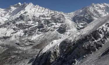 Senery of Ganja la pass trek from the pass summit