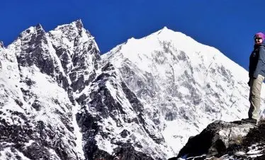 She feels as tall as the mountains on her way to Ganja la pass