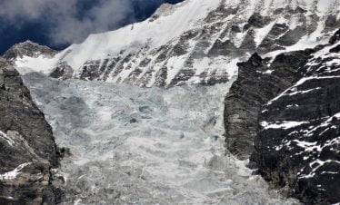 Icefall of Langtang liring seen from kyanjing village