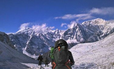 Trekking back to Bhimtang after Larkey peak climbing is done
