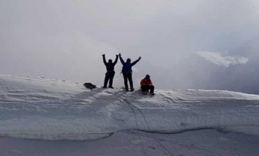 Victory pose - whle the summit is all covered with clouds.