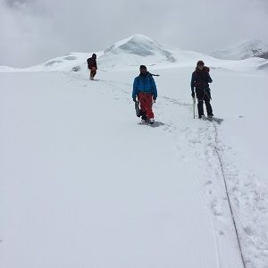 Climbers trekking done after mera peak climbing their best peak climbing in the nepal best trekking peak mera