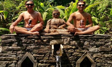 Guys chilled with Nepal Ice beer and posing awkward for the picture