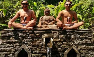 Guys chilled with Nepal Ice beer and posing awkward for the picture