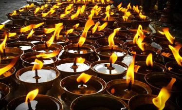 Light offering captures at Boudhanath stupa - Boudhanath is our last spot for nepal spiritual tour