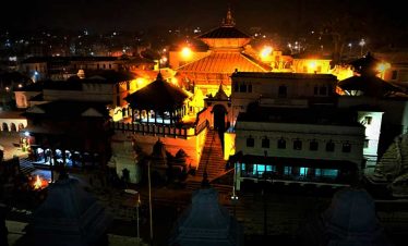Glimpse of evening lights before main highlight of spiritual tour at Pashupatinath Nepal