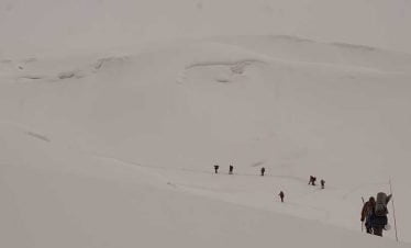 Climbing team for mera peak shifting from basecamp to the high camp