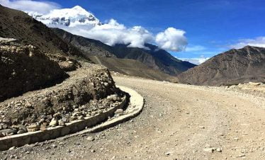 Nilgiri seen while riding towards Kagbeni in our Upper mustang motorbike tour