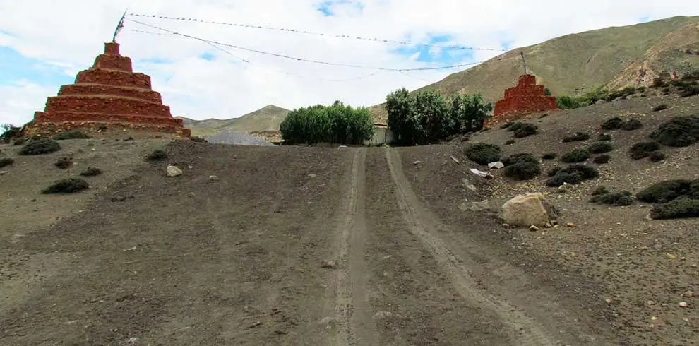 While driving along the forbidden kingdom of Upper mustang by motorbike