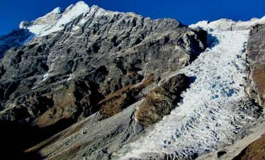 Close view of the glacier on yala peak climbing adventure