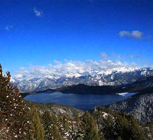 Rara lake view from the nearby village of rara national park