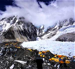 Tents of Everest base camp in Sagarmatha national park