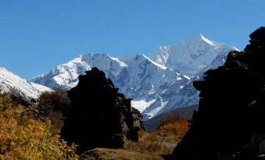 Mountain view of langtang valley helicopter return trek seen from mundhum