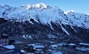 Kyangjing village captured in our langtang valley helicopter return trek