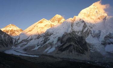 Mt everest seen from kalapatthar during the sunset