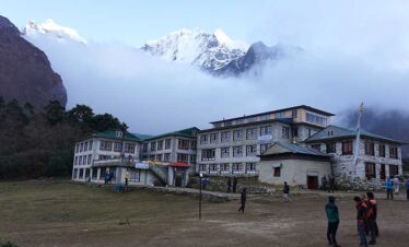 Mt thamsherku seen from tengboche on our ebc trek - short ebc trek