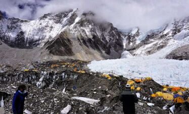 tents at everest basecamp - picture captured in the spring season of everest expedition