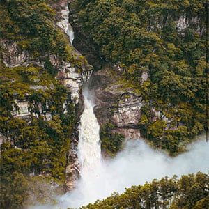 Waterfall in the trekking trail of makalu