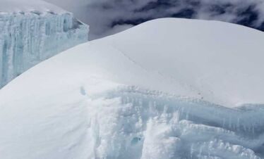 Chunk of ice and ice fall seen near our camp while climbing himlung peak