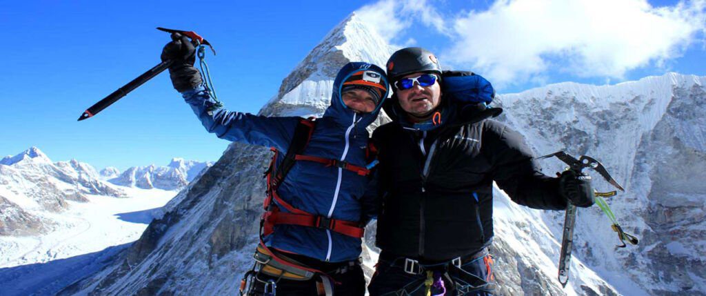 Climbers to the summit of Pharchamo Peak