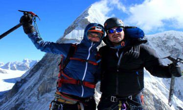 Climbers to the summit of Pharchamo Peak