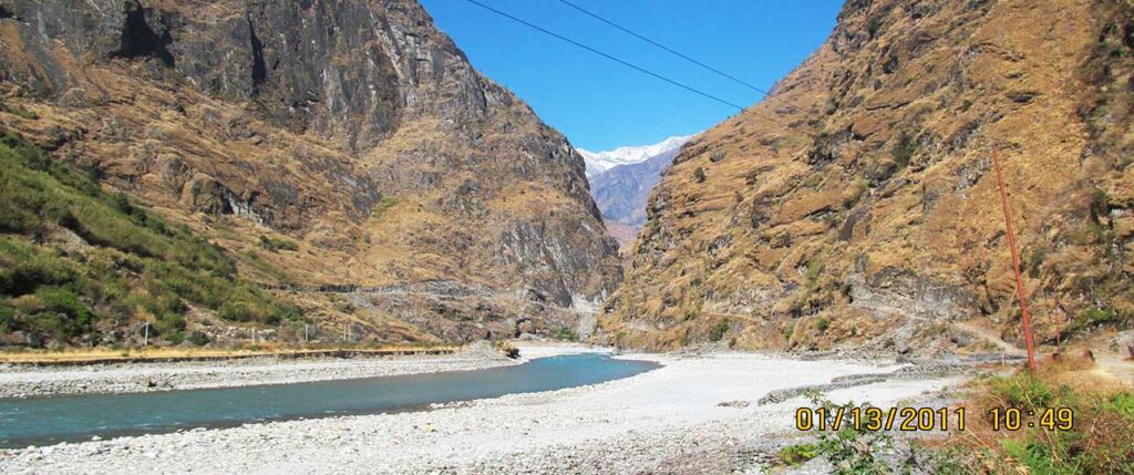 View of river at entry point of Manaslu circuit trek