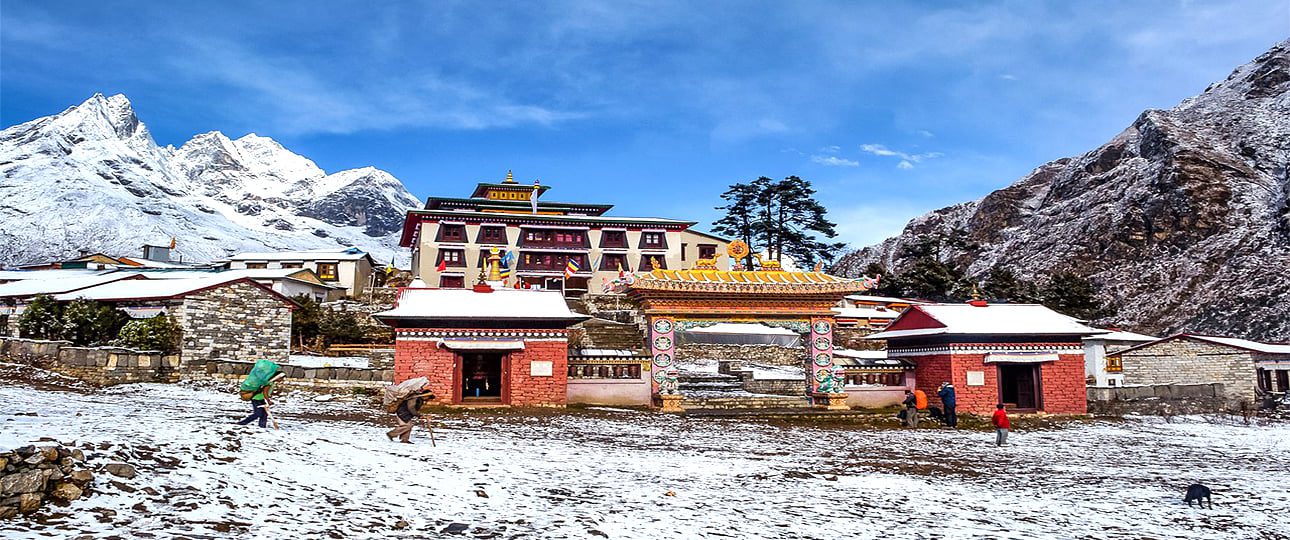 View of Tengboche Monastery in winter season