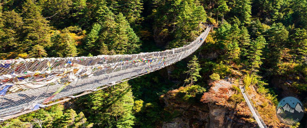 As mountain are source of water - in everest basecamp trekking we have to walk across many suspension bridges