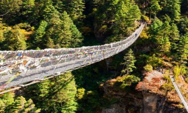 As mountain are source of water - in everest basecamp trekking we have to walk across many suspension bridges