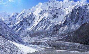snowy mountains from the trail