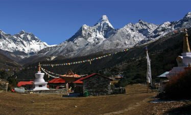 the view of Everest Region mountains from Tengboche