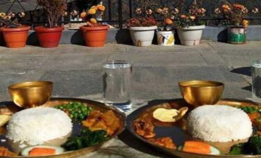 Dalbhat a traditional food eaten during our poonhill mohare danda trekking