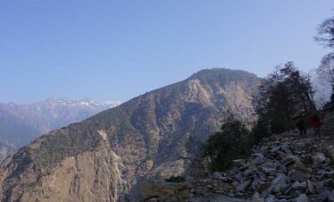 view of the mountains in 1st day of trek