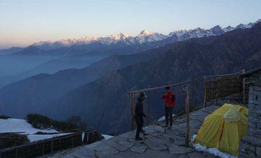 sunrise above gnesh himal in sindupalchok panchpokhari trek