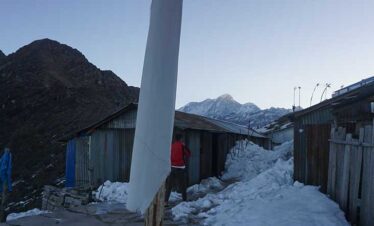 a person standing in the snow