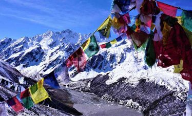 looking down from Kynajing ri during langtang valley trekking