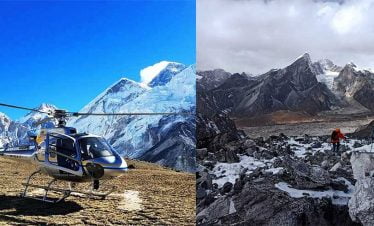 helicopter landing at kalapather in everest basecamp trek and return back with heli.