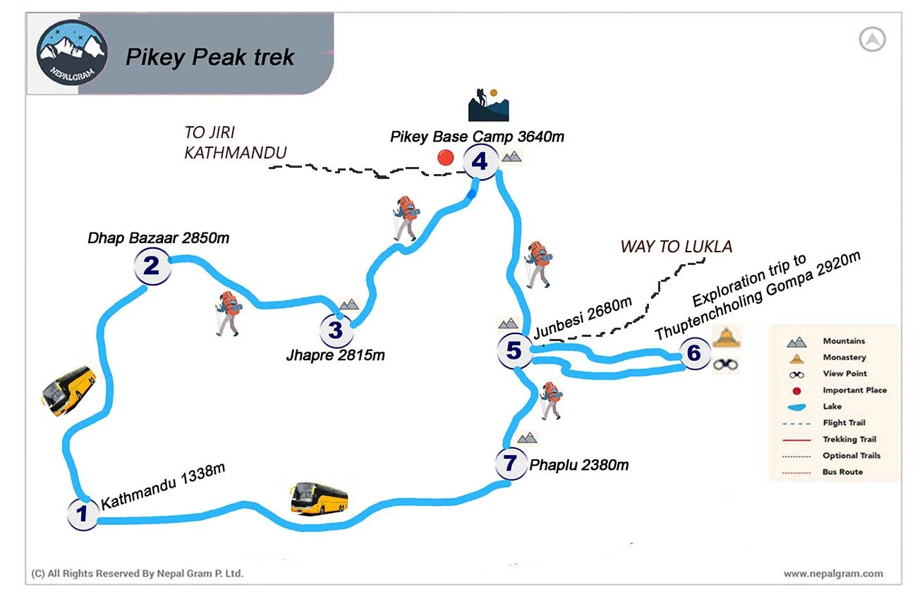 Pikey peak trekking map