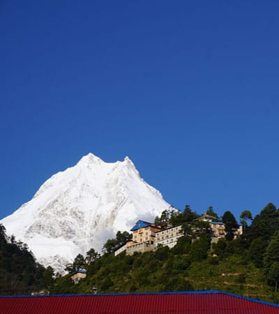 manaslu seen from Lho village