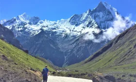 Lost in the moment — one soul, one mountain, one view.