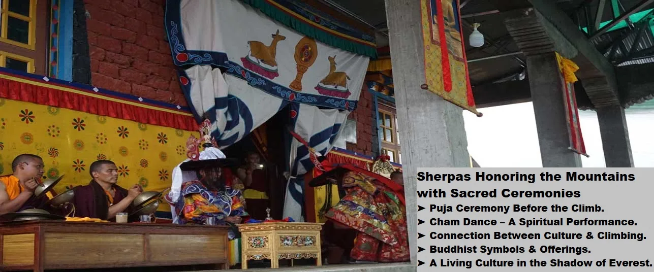 Everest Base Camp Trek Nepal - Explore The Stunning Trails Of The Himalayas 3 Sherpas performing sacred rituals and dances, seeking blessings.