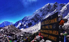 Conquering the breathtaking larke pass at 5,106m on the manaslu circuit trek nepal.